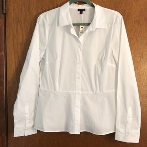 Talbots White peplum button down